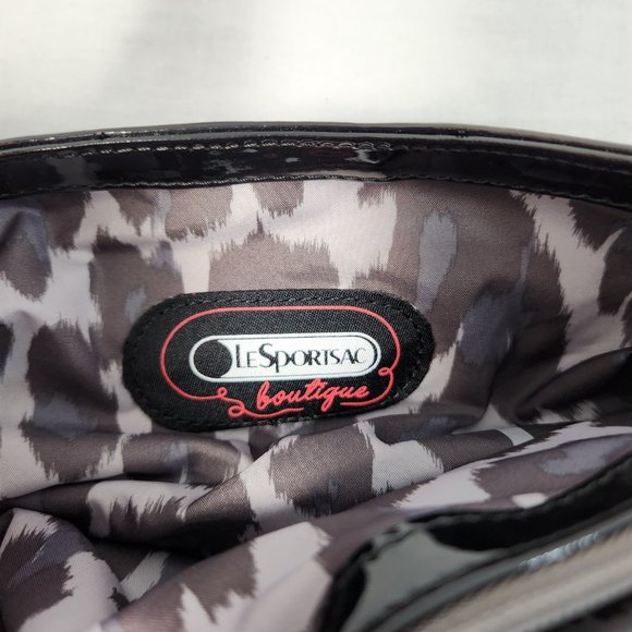 LeSportsac Gray/Black Y2K Leather Trim Shoulder Strap Charms Mini Bag LIKE NEW! - Picture 11 of 14